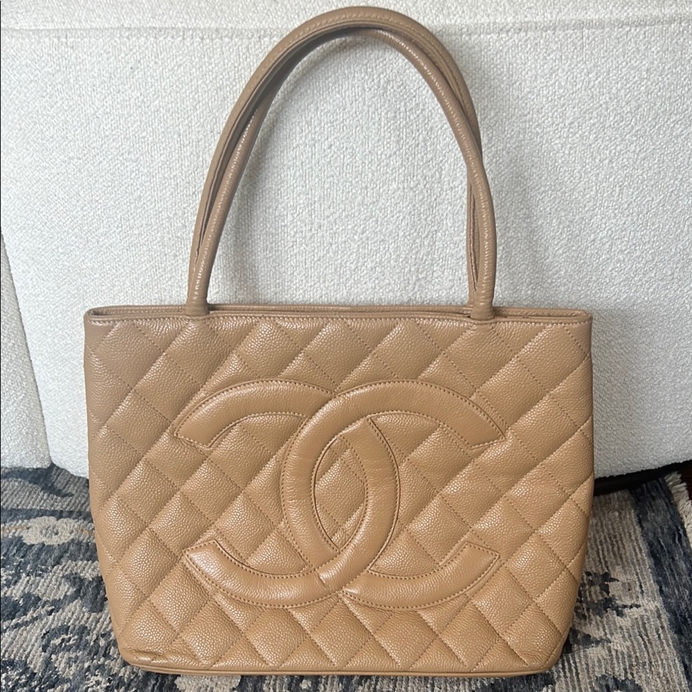 Chanel Tan Quilted Leather Tote with Double Handles